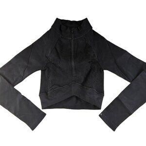 Joja Exhale Quarter Zip Cropped Jacket Women's Size Small Black Athletic